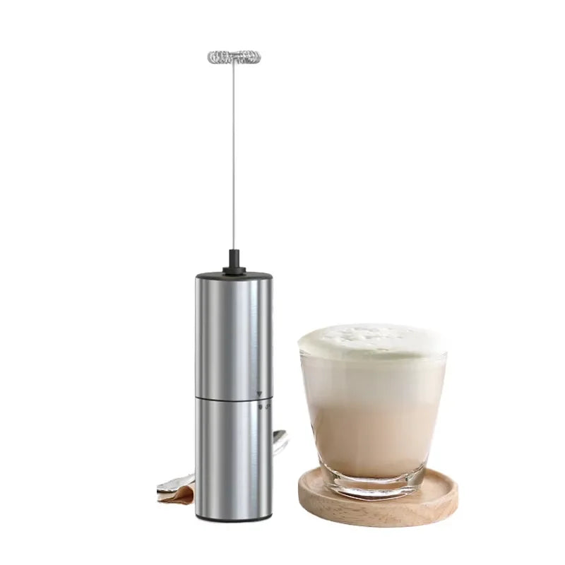 Handheld Stainless Steel Mini Automatic Foam Maker Eco-Friendly Electric Whisk Drink Mixer Milk Frother Stand Battery Powered