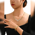 MEIZI Wholesale 18K Gold-Plated V-Shaped Jewelry Set Elegant Women's Daily Wear for Wedding Party Gifts-Copper Main Material