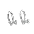 Bowknot Earrings 925 Sterling Silver Small Cubic Zirconia Butterfly Hoops Fashion Cute for Women Wholesale Fine Jewelry