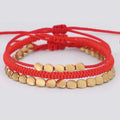 Fashion Charm Copper Beads Handmade Braided Red String Cord Adjustable Knot Women Lucky Tibetan Buddhist Bracelet Jewelry