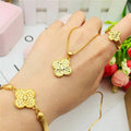 Gold  Sand Gold Jewelry  Gold Plated  Jewelry Ladies Fashion Three-Piece Set Bracelet Ring Pendant Accessories Wholesale