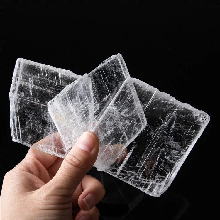 Wholesale Selenite Crystal Slice and Slabs White Selenite Slice Clear Quartz Gypsum Rough Stone