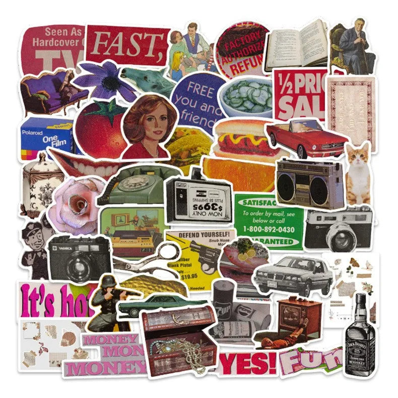 50PCS USA memories bronzing retro character article literature vintage art sticker