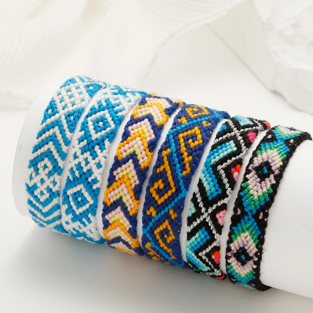 New Design Custom Bohemian Vacation Style Handmade Woven Bracelet Stretch Macrame Bracelet
