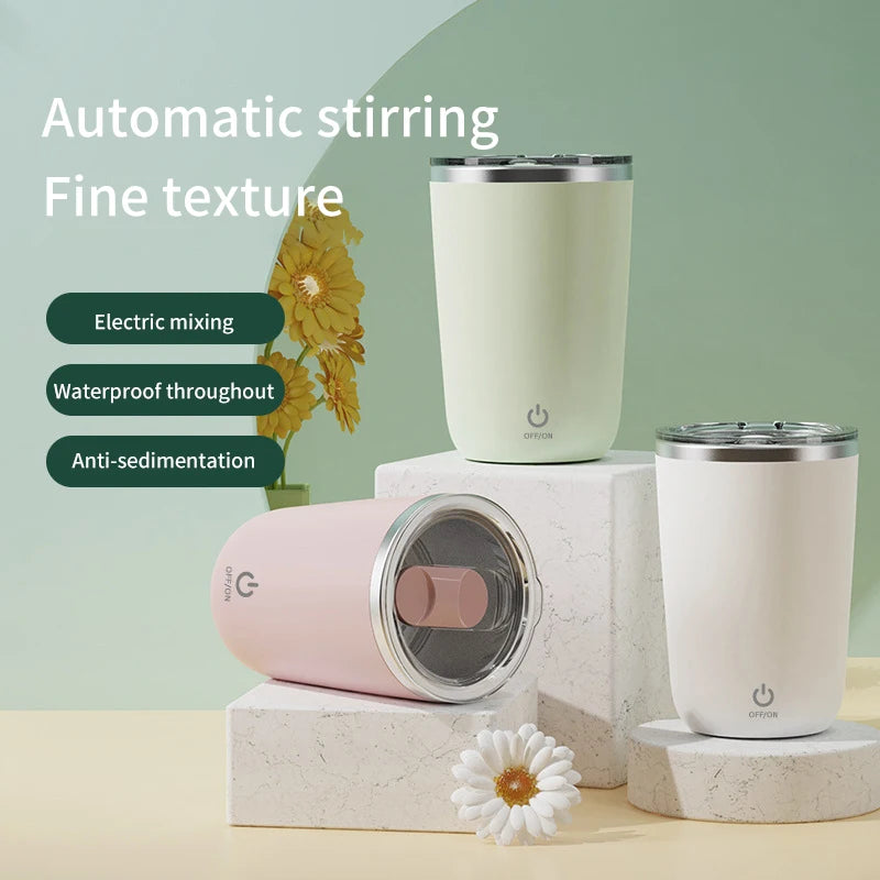 New Arrival USB Rechargeable Magnetic Mixing Coffee Mug Modern Design Stainless Steel Self-Stirring Cup