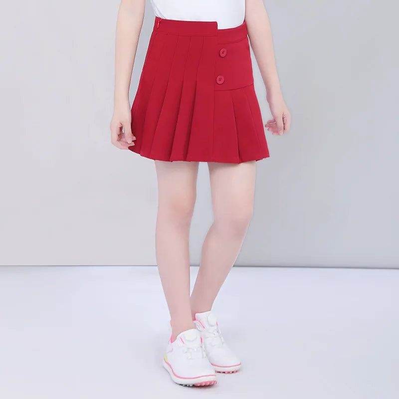 Special Academy Style Tennis Skirt Christmas Day Bright Red Anti-Exposure Girl's Golf Pleated Skorts