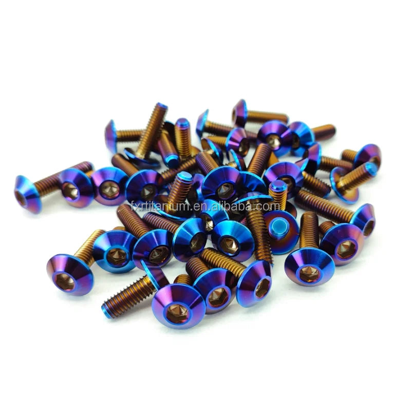 Pabrik Produksi Disk Head Baut Titanium M4/M5/M6/M8/M10 Biru Tua Piringan Sekda Motor Kawasaki Grosir Sekrup Titanium Alloy