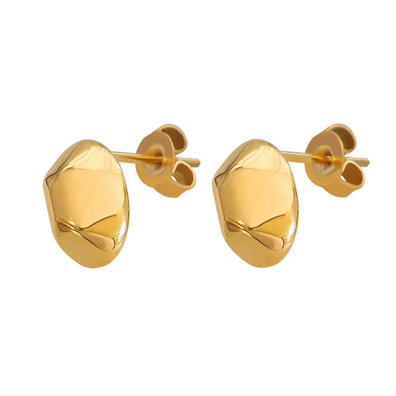 Fashion Stylish Jewelry Titanium Steel Gold-Plated Irregularity Shape Small Stud Earring Sets for Women