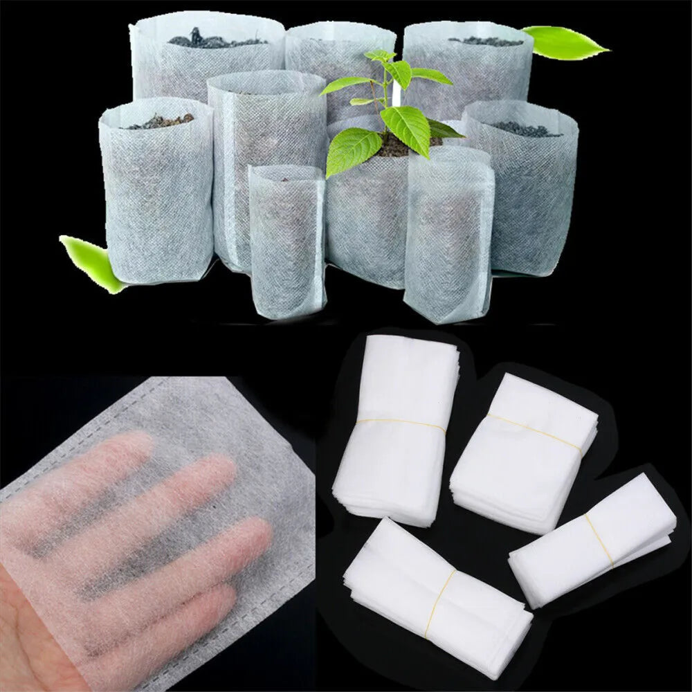 100Pcs/Set Breathable Water Absorption Non Woven Fabric Biodegradable Nursery Bags for Tree Garden Plants