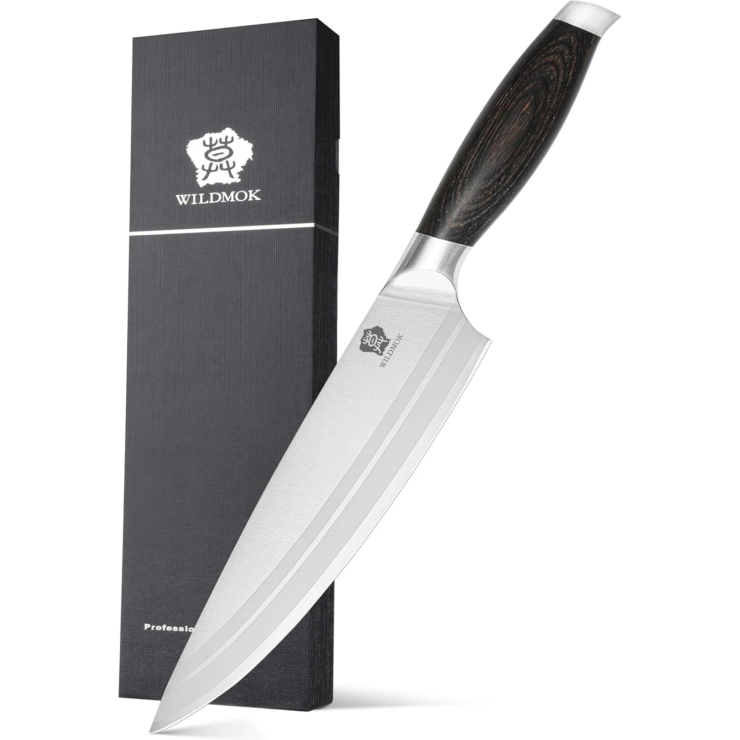 WILDMOK 8-Inch Chef Knife Professional Stainless Steel Chef Knife with Black Handle Kitchen Slicing Knife