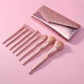 Pink Makeup Brushes Set 8pcs Professional Foundation Powder Blending Eyeshadow Concealer Makeup Brushes with PU Case