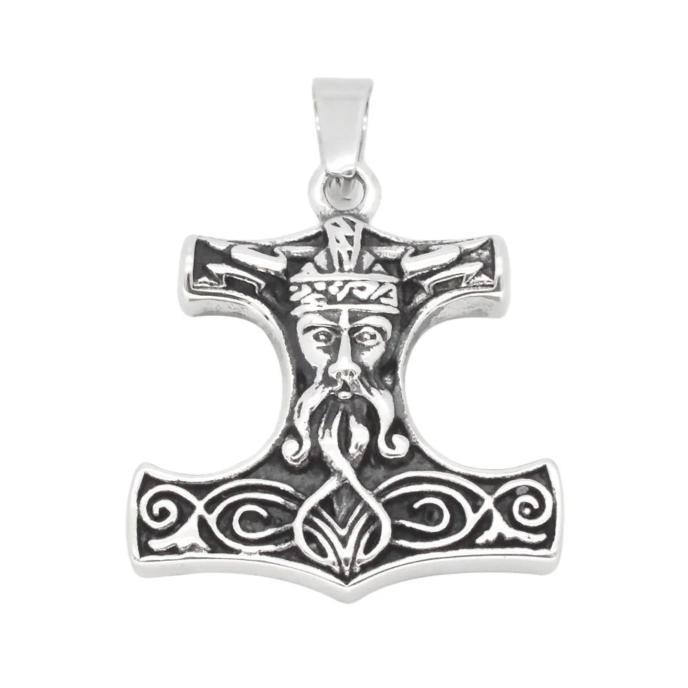 Viking Compass Celtic Axe Catholic Jewelry Stainless Steel Necklace Thor Hammer Vintage Viking Pendant
