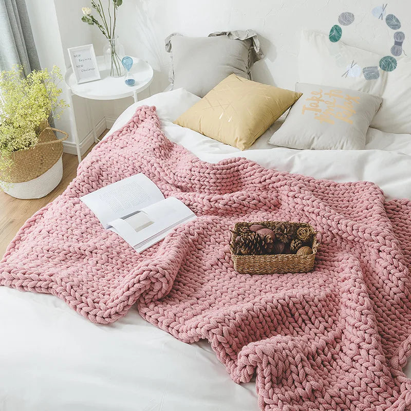 SFY Acrylic Hand Knitted  Blanket Super Chunky Knit Heavy Throw Blanket Hot Sale Wholesale Handmade