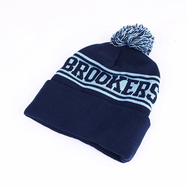 Hot Selling Free Custom Jacquard Knitted Toques Pom Pom Winter Knit Beanie Hat