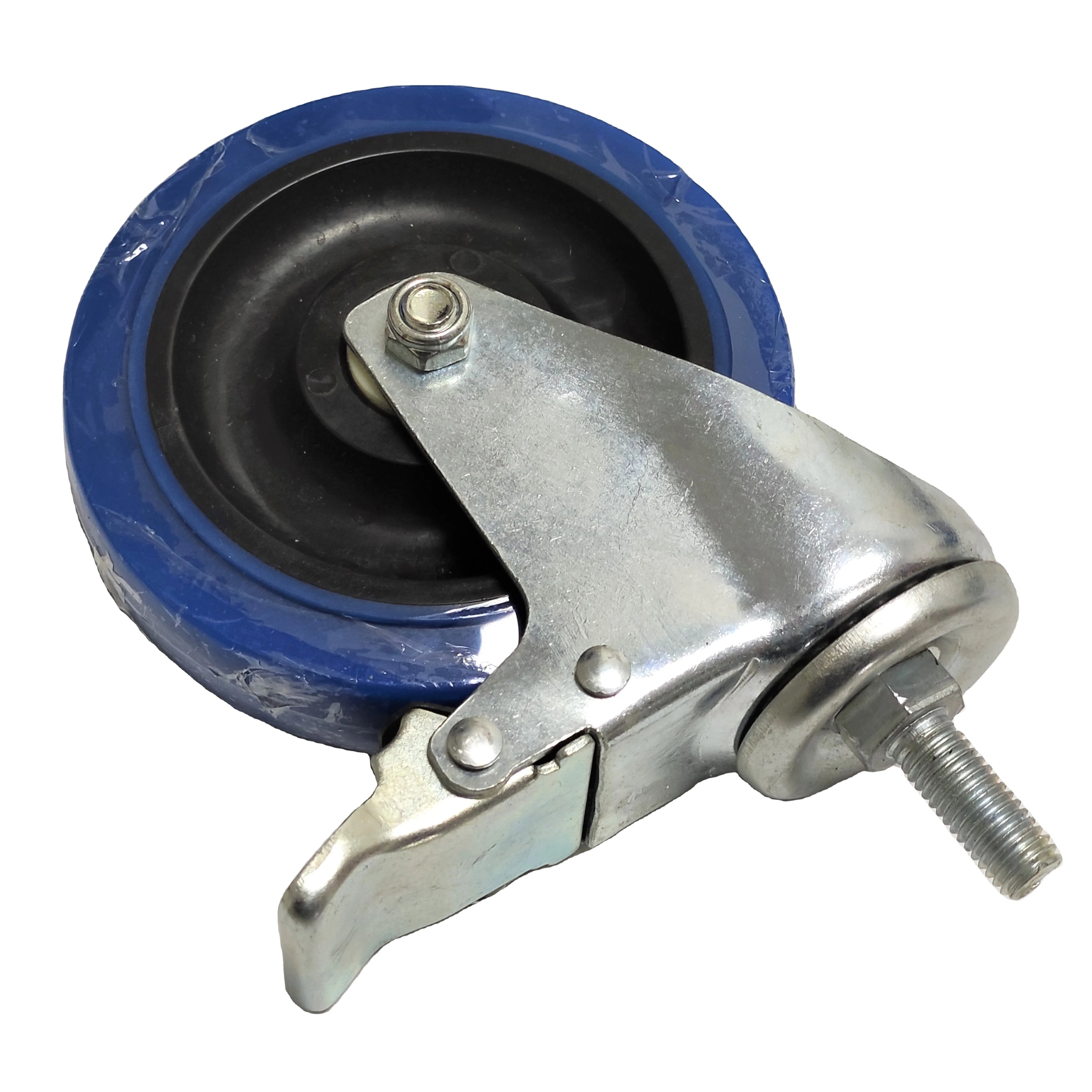 HM2211 5-Inch Blue Mute Wear-Resistant Movable Universal Brake Cart PU Wheel 90kg Load Capacity Eco-Friendly Casters School