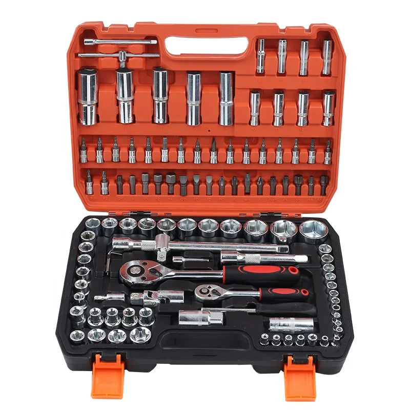 108-Piece CR-V Socket Wrench Tool Kit Screwdriver Set Hard Case OEM Customizable Car Repair Hand Tool Durable Maintenance Kit