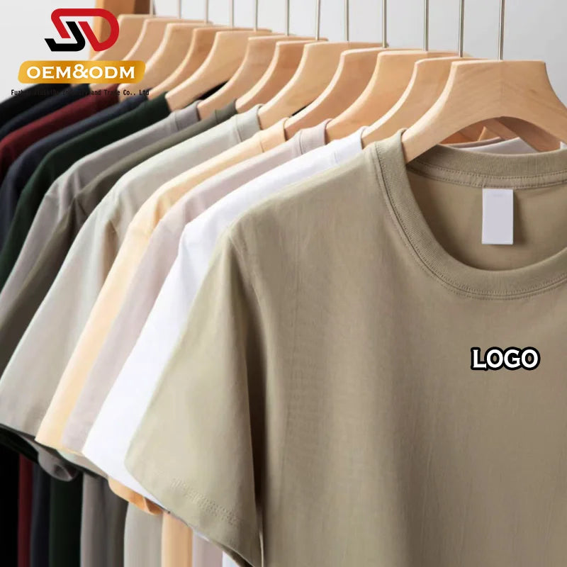 JSD OEM Wholesale 100% Cotton 220g Casual Solid Knitted Screen Printed Short Sleeve Regular Fit Custom Men's T-Shirts