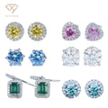 Wuzhou Xingyue Wholesale Jewelry Ladies Small Moissanite  Colors Green Flower Heart 925 Sterling Silver Studs Earrings