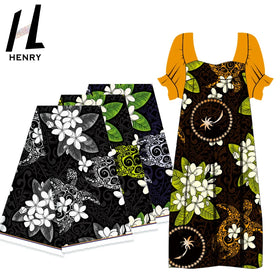 Island Dress Samoan Puletasi Women's Chuuk Design Polyester Fabric for Dress Sarong Material