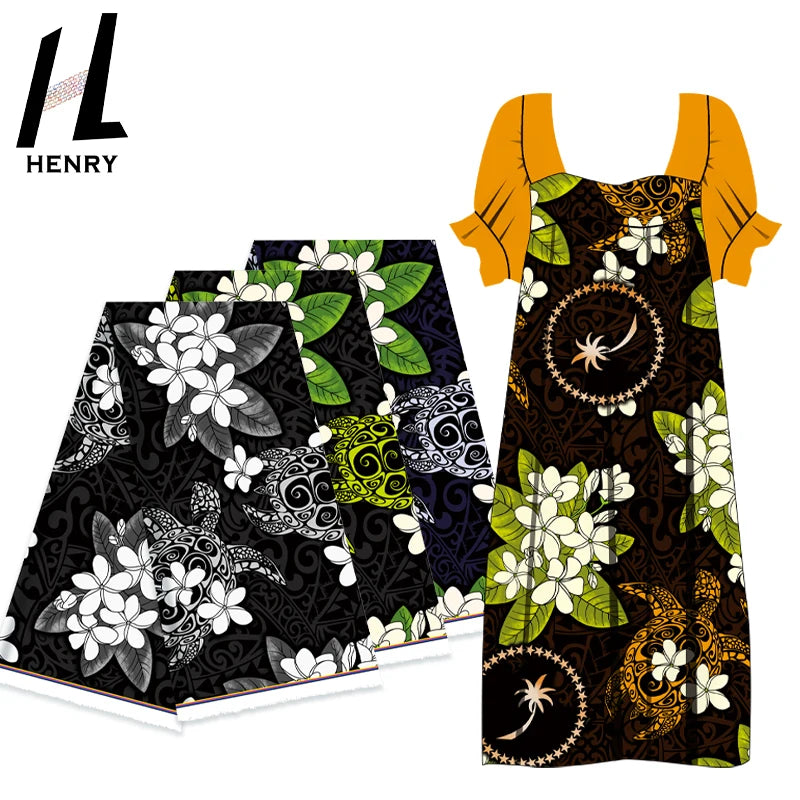 Island Dress Samoan Puletasi Women's Chuuk Design Polyester Fabric for Dress Sarong Material