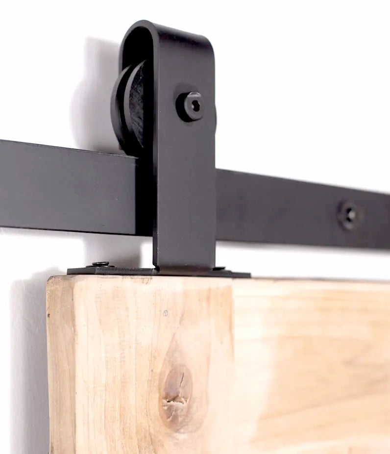 RHETECH 2024 Modern Black Steel Rails Top Seller on Alibaba for Wood Cabinet Sliding Barn Door Hardware Track System Mechanism
