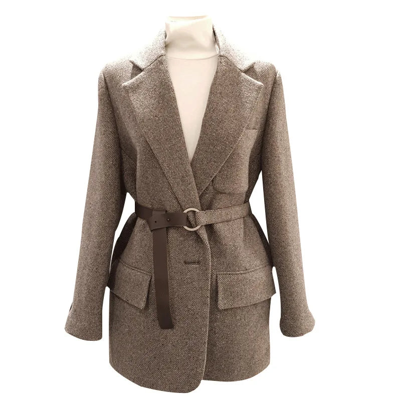 Autumn and Winter Clothing Handmade 100% Wool Coat Woman Long Woolen Coat