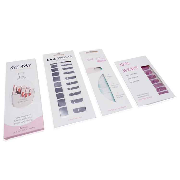 Art Decoration Folding 1000 Pcs Ivory Board Logo Nail Sticker Custom Packing High Quality Box Size Wraps Nail Strips Packing
