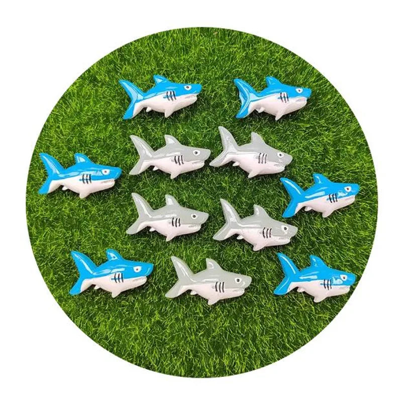 100pcs Cartoon Shark Cabochons - Sea Animal Slime Charms Cute Resin Flatbacks Kawaii Craft Supplies Ocean Cabochon Embellishment