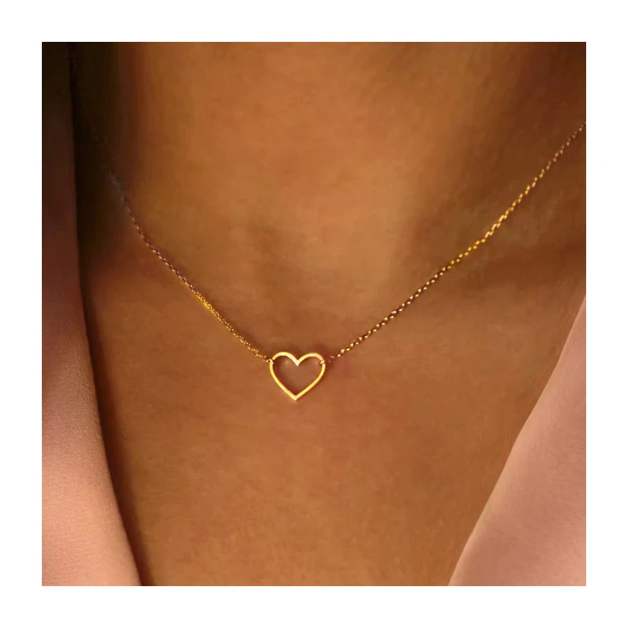 Dainty Tiny Stainless Steel 18k Gold Plated Cross Heart Pendant Necklace Charm Chain Choker Necklace Women Jewelry