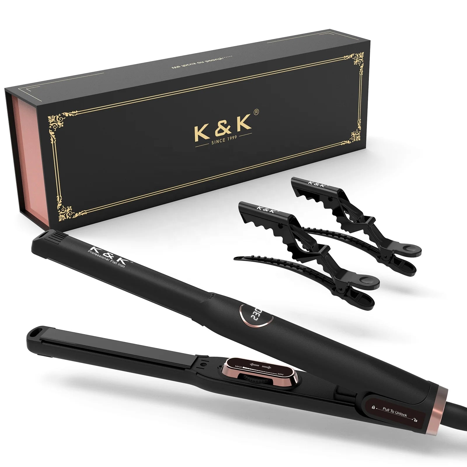 Best Electric Titanium Mini Flat Iron Hair Straightener PTC Plate Dual Voltage LCD Display Fast Heating Overheating Protection