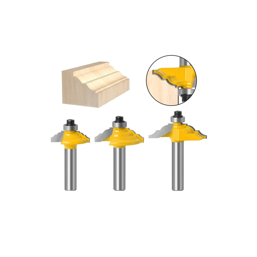 8mm Round Shank Double Roman Ogee Bit One Top Bearing Woodworking Milling Cutter Door Panel Raising Router Bit