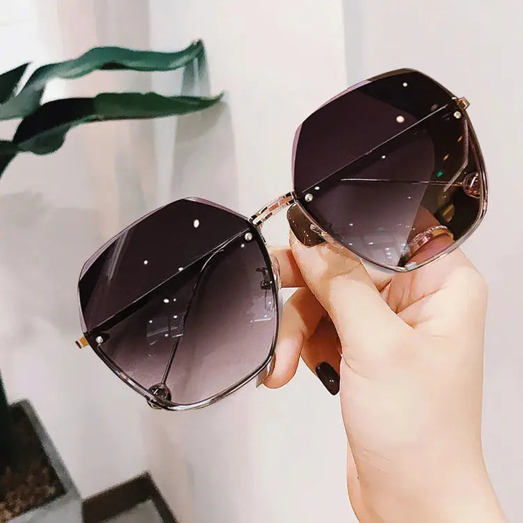 Wholesale Designer Sunglasses Women Sunglasses High Quality Metal Frame Vintage Fashion Rimless Rose Gold Sunglasses