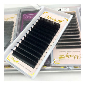 Wholesale Professional Volume Synthetic Hair Handmade Natural Long Eye Lash Extension Matte Black Eyelash Extensions Custom Logo