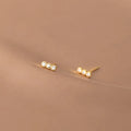 925 Sterling Silver Stud Earrings Geometric Bar Shape Gold Plated Small Zircon Earings Fine Jewelry for Women Girls