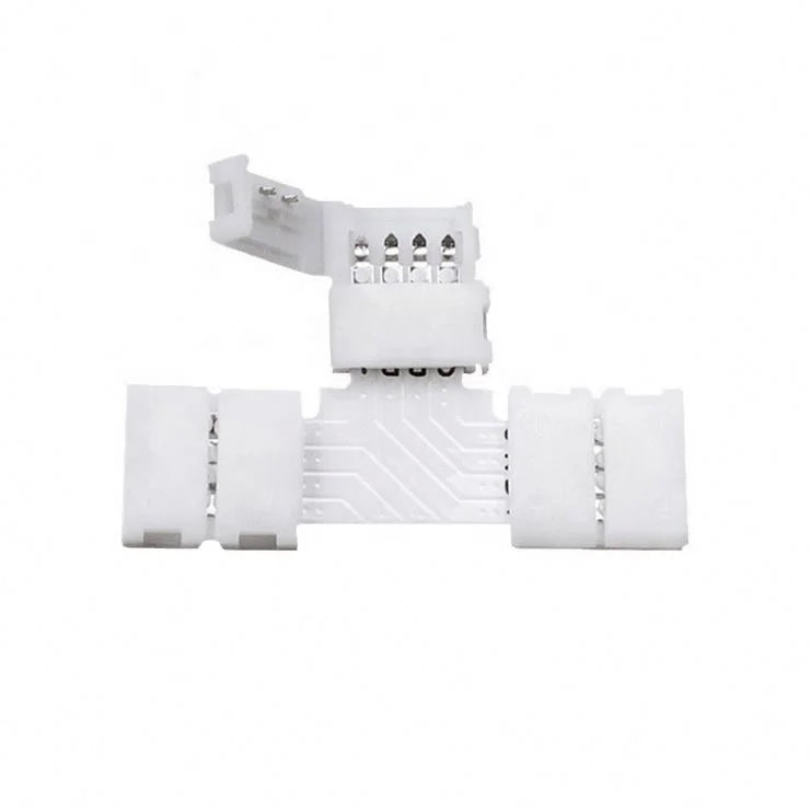10mm 4 Pin T Shape  Solderless Connector 5050 Rgb Led Strip Light  Connector Terminal