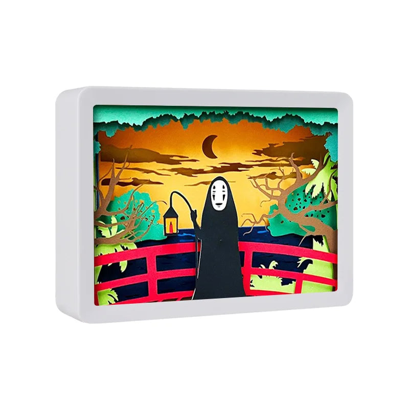 Hot Picks Japanese Anime Manga Character 3D Shadow Art LED Light Paper Cut Framed Carving Craft Beautiful Handmade Paperwork