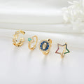 14K Gold Plated Jewelry Dainty CZ Micro Pave Cubic Zirconia Adjustable Ring Women