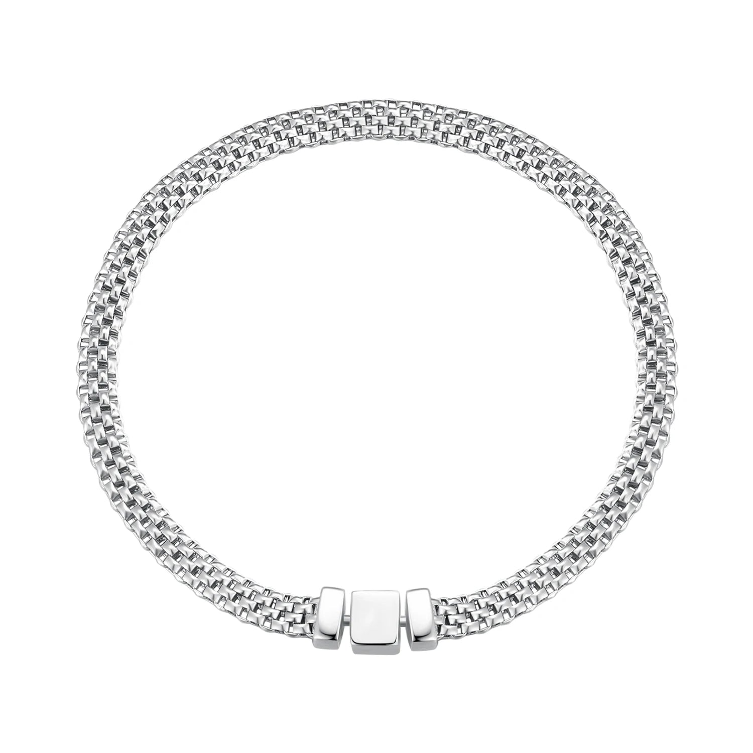 925 Sterling Silver European Simple Knitted Mesh Bracelets for Women Fashion Chain Luxury Wrist Jewelry Wedding Gift BSB124