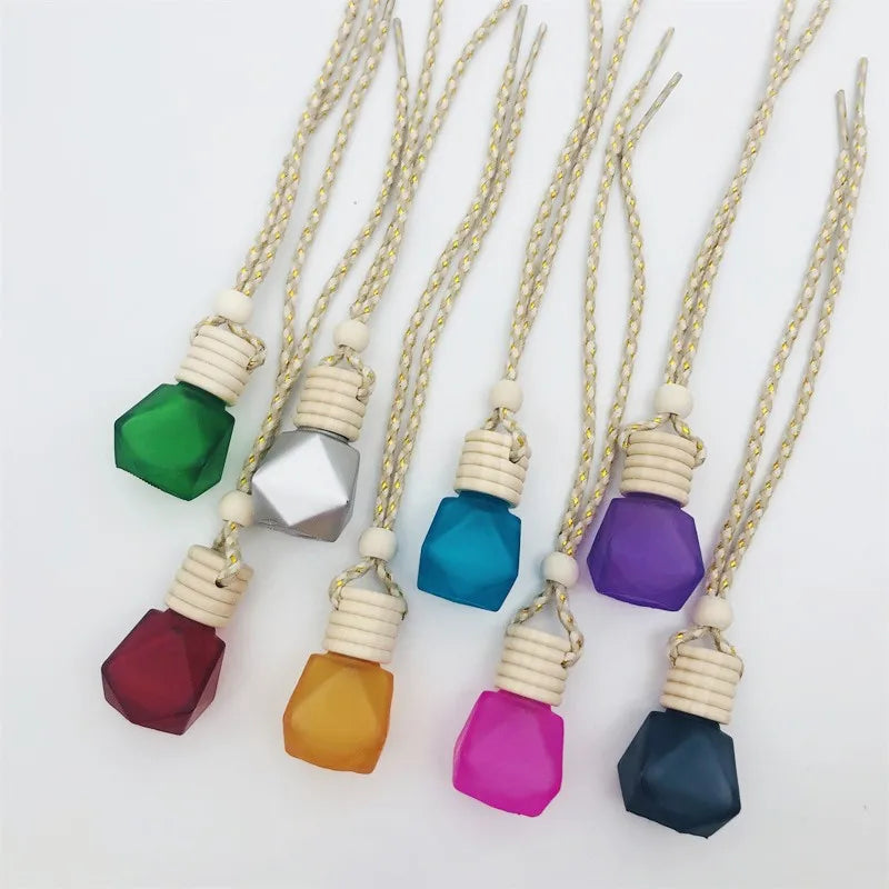 Frosted Multi Color Car Pendant Hanging Aroma Liquid Scents Car Perfume Diffuser Bottle Car Perfume Bottles Container