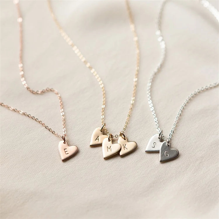 Personalized Custom Jewelry 925 Sterling Silver Initial Engraved Heart Pendant Necklace Wholesale