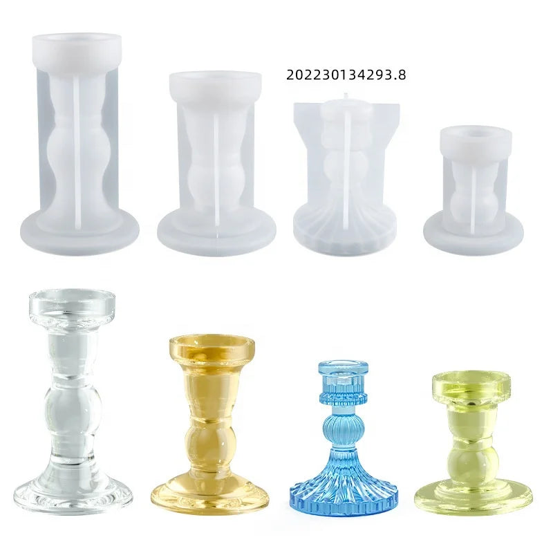 Diy Crystal Drop Glue Accessories Abrasive Roman Column Candlestick Stereo Stripe Column Candlestick Silicone Mold