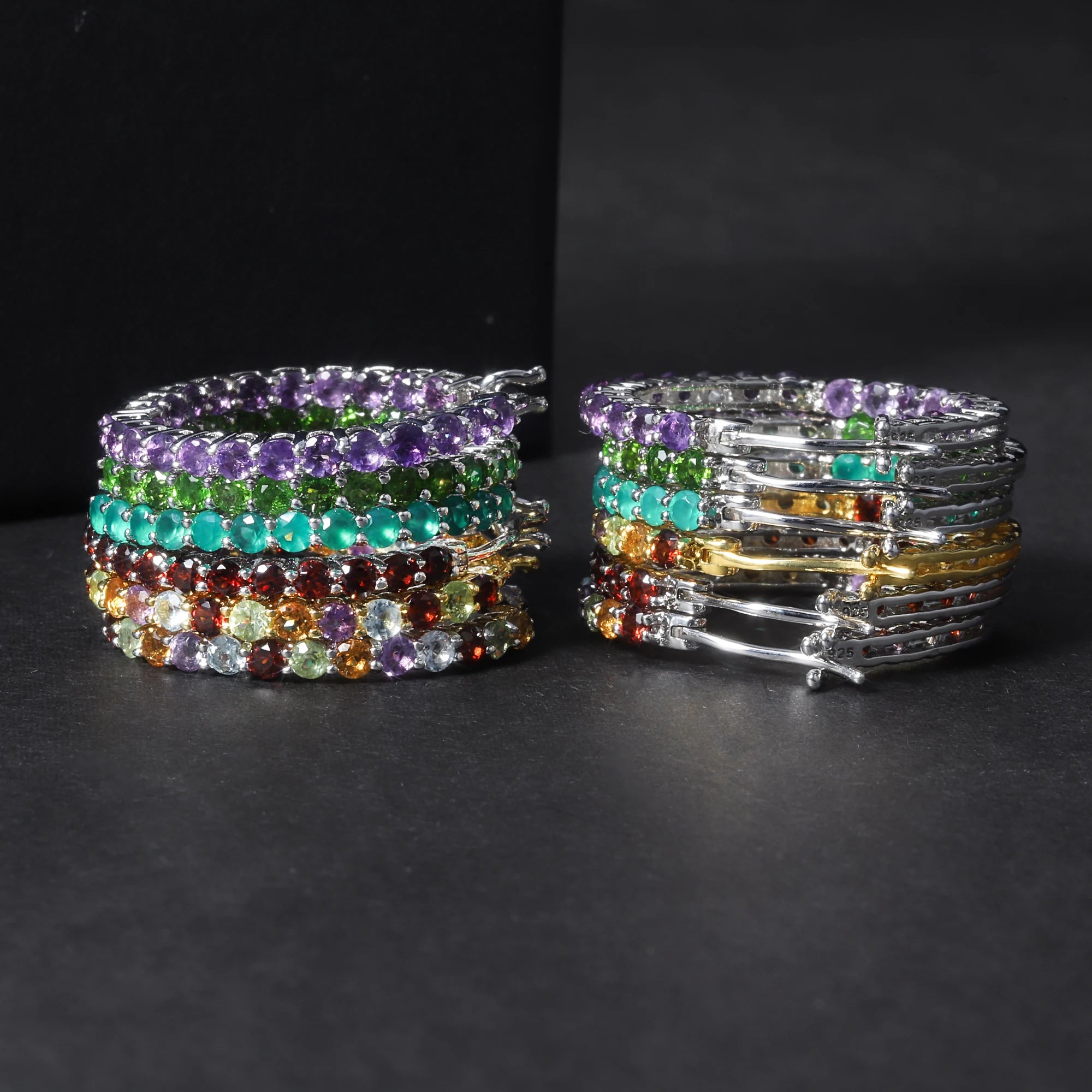 RZ0005 Abiding Jewelry 2024 New Designs Round 2.5mm Natural Gemstone Women 925 Sterling Silver Custom Hoop Earrings