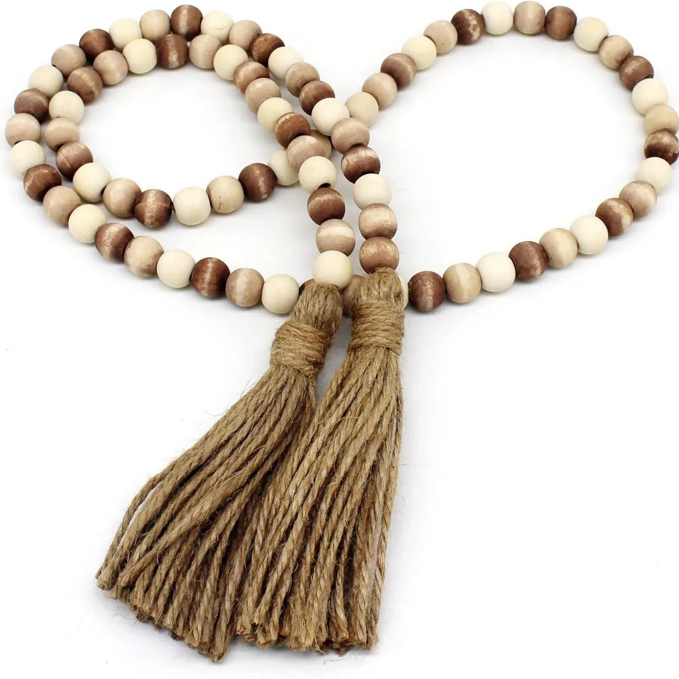 Art Deco Wooden Prayer Beads String Handicraft Wall Hanging Accent Home Festival Decoration Centerpiece Boho Table Decoration