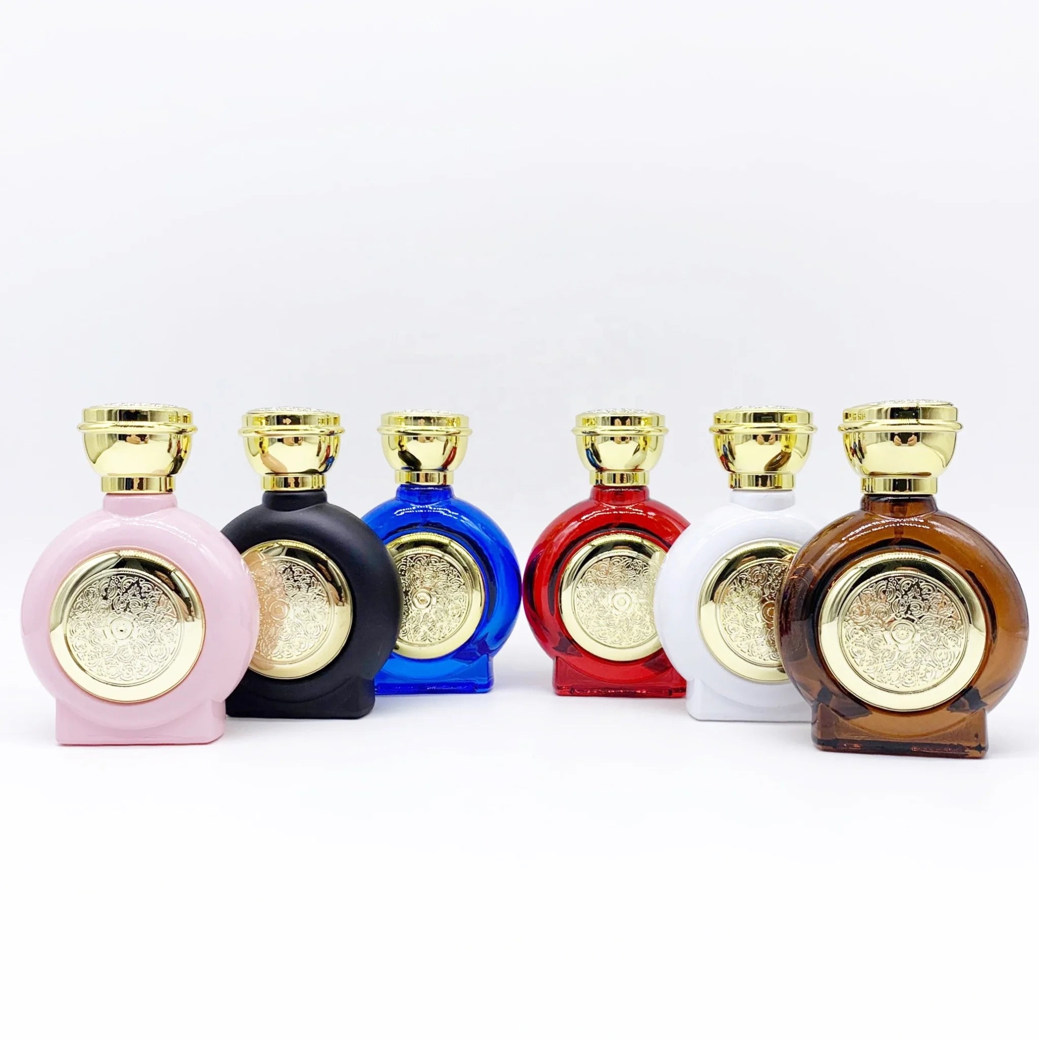 Luxury 50ml Round Spray Glass Perfume Bottle 50ml Colors Perfume Bottle Luxury Arabic Style Perfume Bottle