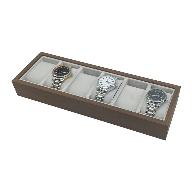 Black Walnut Veneer 6-Slot Watch Jewelry Display Tray Popular MDF Material Different Sizes for Watch Storage Box or Case