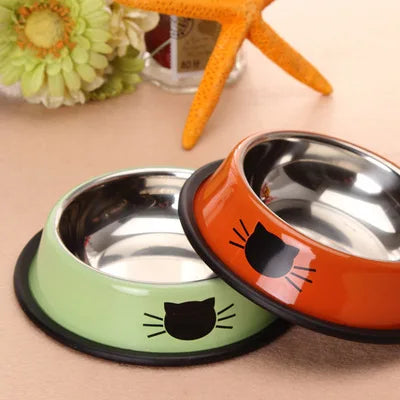 Portable Anti Slip Dog Water Bowl Stainless Steel Pet Slow Feeder Food Dishes Custom Animal Pattern Dog Bowl
