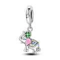 925 Sterling Silver Four-leaf Clover Elephant Pendant for Gifts and Zircon Jewelry Fit Bracelet