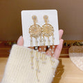 Fashion S925 Silver Needle Dream Catcher Pearl Tassel Earrings for Women Gift