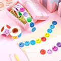 500 Pieces Custom Happy Smile Face Small Colorful Waterproof Vinyl Adhesive Incentive Stickers for Students