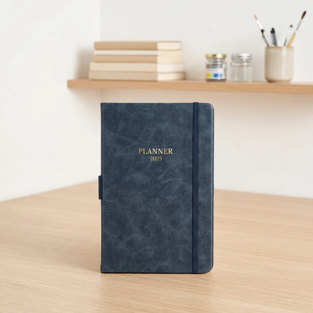 Custom Logo Leather/Fabric Cover Softcover Notebook with Lined Pages Sewing Binding Custom Planner Set for Gift